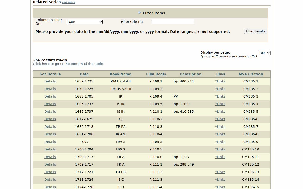 Carney public records inventory for Baltimore County historical land series